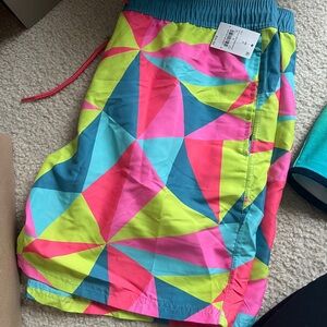 Source Unknown Multicolor Geometric Swim Trunks